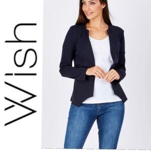 Wish Australian Navy Blue Viscose Pursuit open front Blazer Jacket size small
